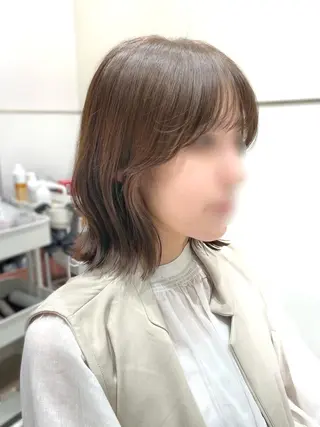ミディアム カラー パーマ ヘアアレンジ 小野寺瑞希 /最小顔カットのヘアスタイル
