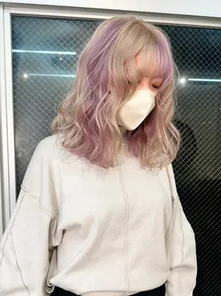 セミロング カラー ヘアアレンジ lani ブリーチ /ダブルカラーのヘアスタイル