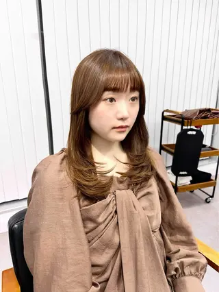 セミロング カラー パーマ ヘアアレンジ メンズ キッズ レイヤーカット 🌿透け感カラーのヘアスタイル