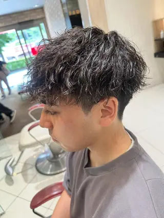 ショート パーマ ヘアアレンジ メンズ 💈メンズ特化 美容師サキ💈のヘアスタイル