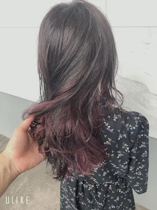 セミロング カラー 難しい髪質の縮毛矯正 高岡/射水/髪質改善のヘアスタイル