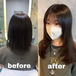 セミロング 心斎橋/プルエクステ ハイトーン/カットのヘアスタイル