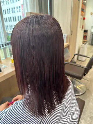 ミディアム カラー シールエクステ/ ブリーチカラーのヘアスタイル