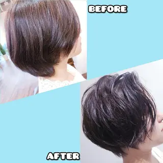 パーマ ショート 饒平名 知也のヘアスタイル