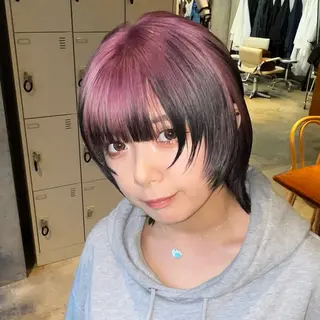 カラー ウルフ/レイヤー/ ブリーチカラーのヘアスタイル