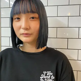 ミディアム カラー 顔周りカット 【オノザワリョウ】のヘアスタイル
