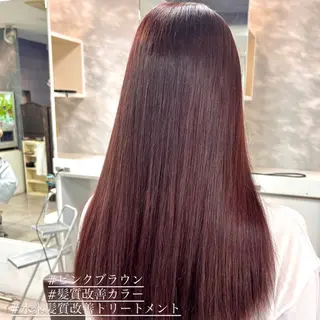 ロング カラー ヘアアレンジ インナー×縮毛矯正 ピンクカラー澤井里菜のヘアスタイル