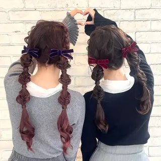 ヘアアレンジ 韓国レイヤー 暖色カラー/さくらのヘアスタイル