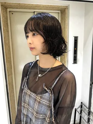ショート パーマ デジタルパーマ 🌀ボブ　萩原　龍のヘアスタイル