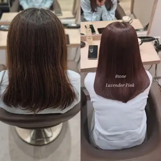 ミディアム カラー 縮毛矯正をしている人 のためのカラーのヘアスタイル