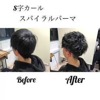 ショート パーマ メンズ 関西センターパート メンズモデル募集のヘアスタイル