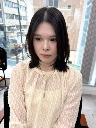 ミディアム カラー パーマ ヘアアレンジ メンズ キッズ レイヤーカット 🌿透け感カラーのヘアスタイル