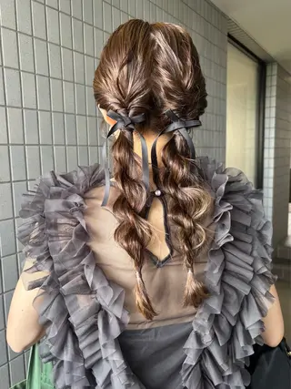 カラー ヘアアレンジ 透明感カラー/パーマ オレンジmiyo⭐️のヘアスタイル