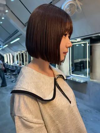 ショート カラー 縮毛矯正×艶髪カラー 髪質改善/三ツ木のヘアスタイル