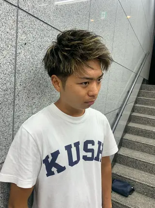 ショート カラー パーマ メンズ アイブロウ 京都駅メンズカット/ パーマ/Keigoのヘアスタイル