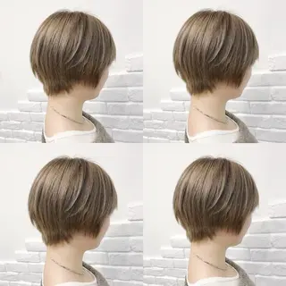 ショート カラー ヘアアレンジ TAKUMAブリーチ /切りっぱなし🪽のヘアスタイル