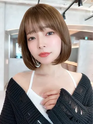 ミディアム カラー ヘアアレンジ 縮毛矯正🤍 盛れるボブ/ひかりのヘアスタイル