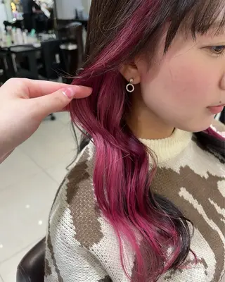 セミロング ぷつっとボブ/ちゅる ピンク/mika☆のヘアスタイル