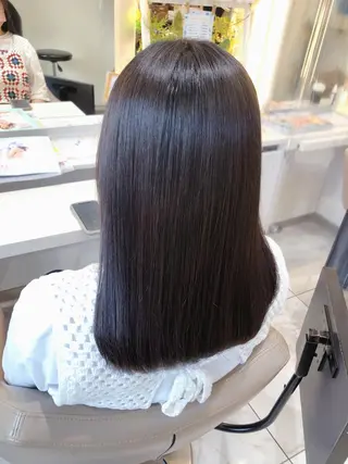 セミロング 三箇島陽香/髪質改善 クロスパーマ縮毛矯正のヘアスタイル