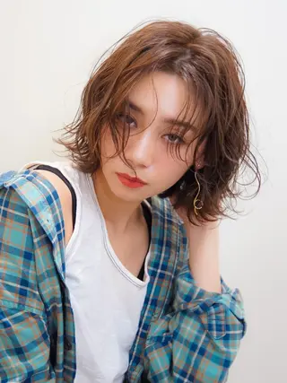 ミディアム カラー パーマ ナツミ🤍 蔵前、浅草のヘアスタイル