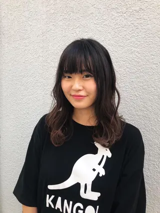 ミディアム カラー パーマ ヘアアレンジ 【白髪ぼかし 専門GBG】自由が丘のヘアスタイル
