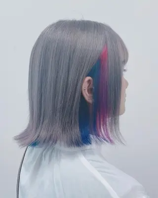 ミディアム プルシールエクステ/ ハイトーン/ブリーチのヘアスタイル