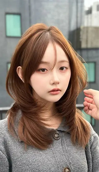 ロング カラー 透明感カラー✨🩵 韓国ヘアkanatoのヘアスタイル