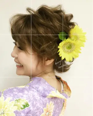 ミディアム カラー パーマ ヘアアレンジ ネイル マツエク・マツパ 吉川 宙翔のヘアスタイル