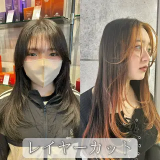 ロング 縮毛矯正・似合わせ タナカ レイヤのヘアスタイル