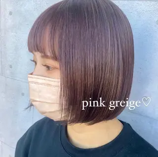 ミディアム カラー 暖色/艶髪/ボブ/ ショート/Ayaのヘアスタイル