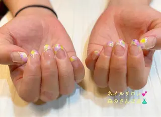 ネイル ショートネイル 森のさんぽ道のネイルデザイン