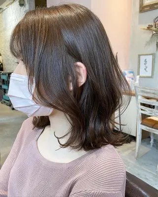 ミディアム カラー 似合わせカラーパーマ 🌿kitin米川のヘアスタイル