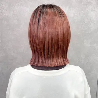 ミディアム カラー 縮毛矯正/ストンボブ Wカラー💎ヒデジのヘアスタイル