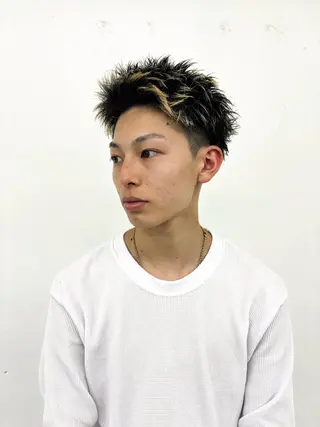 メンズ スパイキーパーマ 柏NO1 藤本葉のヘアスタイル