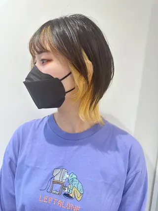ミディアム カラー 小顔レイヤー/ ベージュ🤍Rieのヘアスタイル