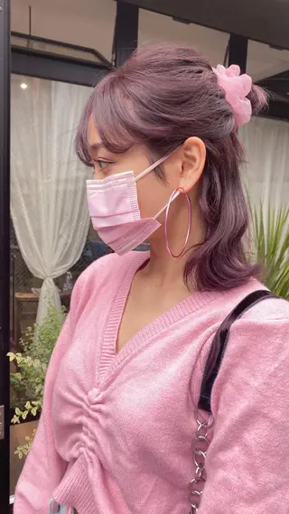 ミディアム カラー ヘアアレンジ ハイトーンカラー 🩷NANAのヘアスタイル