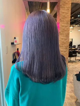 ミディアム カラー ヘアカラー&縮毛矯正 STAR☆RIVERのヘアスタイル