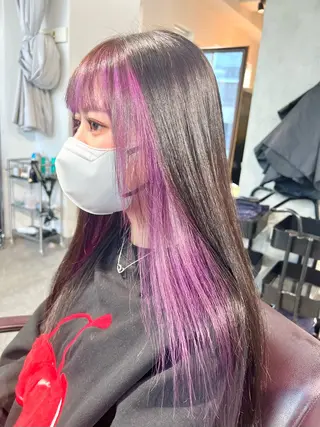 セミロング カラー ヘアアレンジ 🌈インナーカラー ‘ショウマ’🌈のヘアスタイル