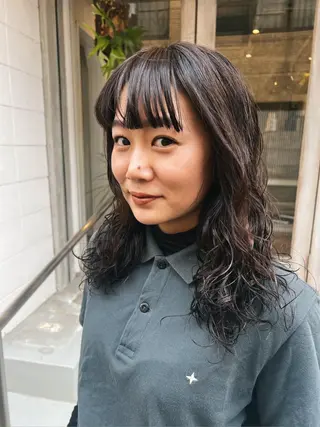 セミロング カラー パーマ 徳田 ももかのマツエク・マツパデザイン