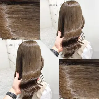 セミロング カラー ヘアアレンジ 韓国風ベージュ🤎 赤みなし🌿横浜🤎のヘアスタイル