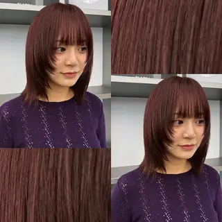 ミディアム カラー 🍒暖色✖️レイヤー ／Haruna🍒のヘアスタイル