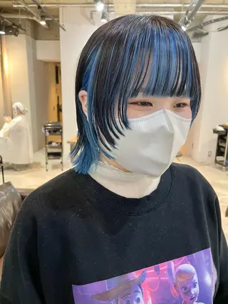 ミディアム カラー ショート・ボブ ・ウルフ✂︎IMAIのヘアスタイル