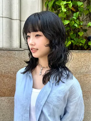ミディアム パーマ デジタルパーマ 🌀ボブ　萩原　龍のヘアスタイル