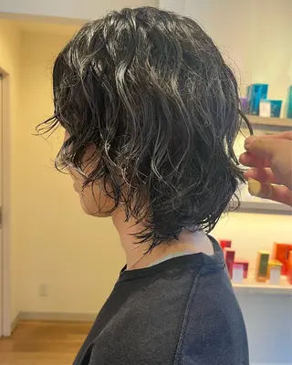 ミディアム パーマ メンズ 韓国レイヤー/透明感 カラー🐈曾根高のヘアスタイル