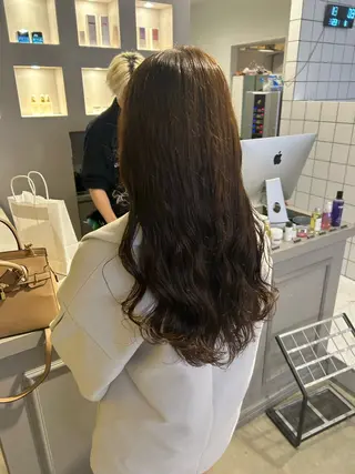 セミロング カラー パーマ ヘアアレンジ メンズ キッズ 🦋韓国レイヤー｜ 透明感グレージュ🦋のヘアスタイル