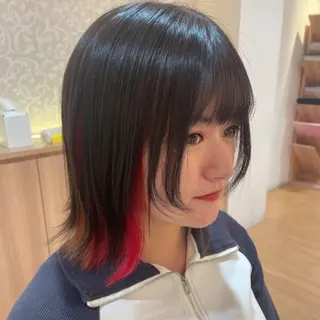 ミディアム カラー ボブ/透明感カラー 🤍永田真穂のヘアスタイル