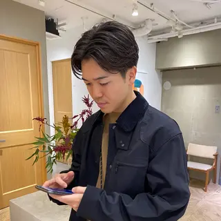 ミディアム パーマ メンズ シャドウパーマ 田形清流のヘアスタイル
