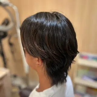 セミロング パーマ メンズ 毛流れ 癖毛カット/ 英山明未のヘアスタイル