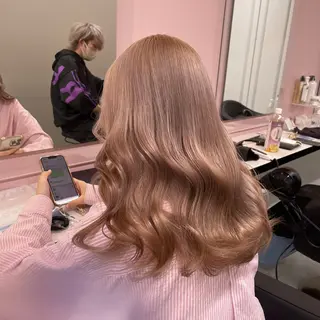 セミロング カラー ヘアアレンジ 韓国レイヤー&ピンク 艶髪🩶maikoのヘアスタイル