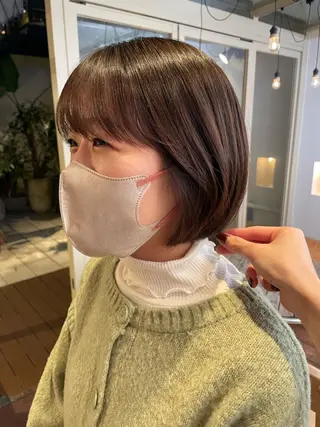 ショート カラー ヘアアレンジ 抜け感ボブ×パーマ |kazaneのヘアスタイル